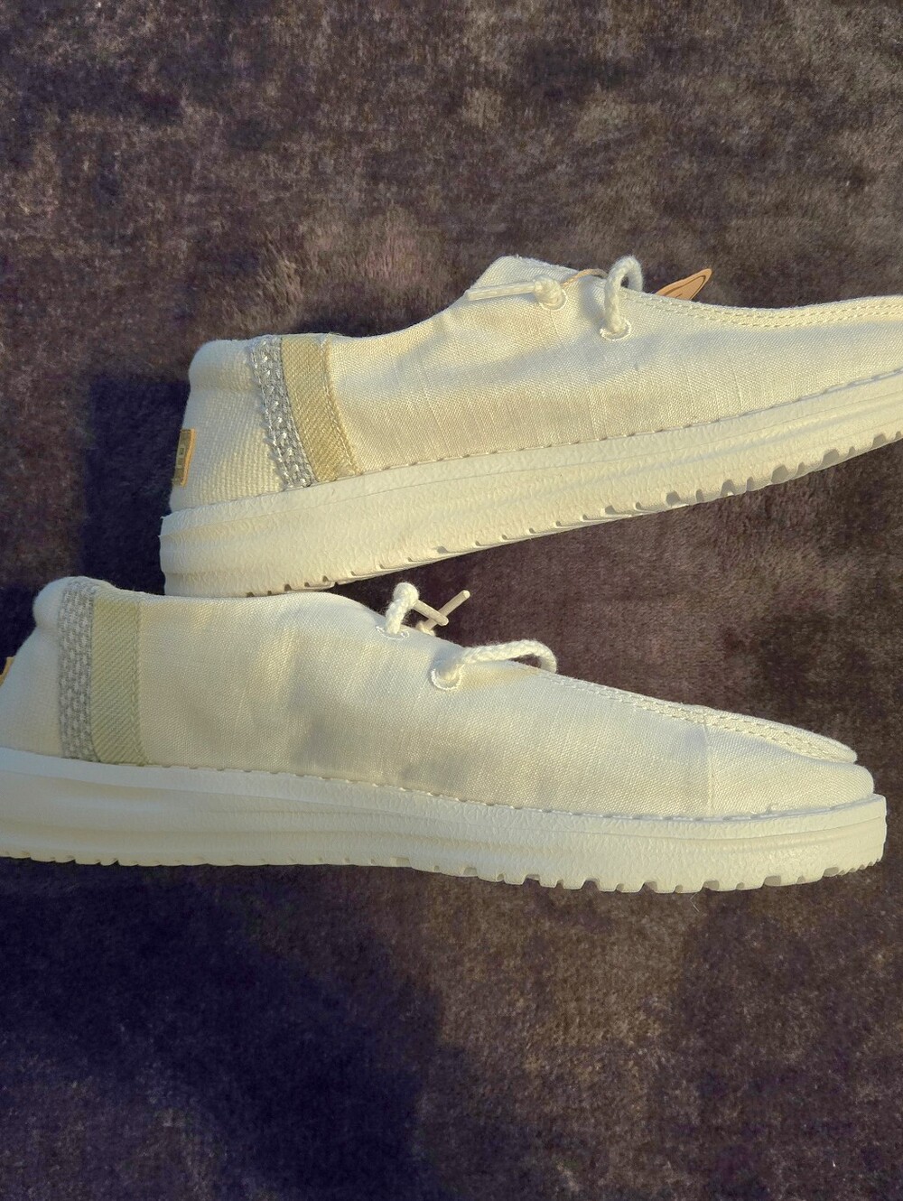Womens Linen Natural White Hey Dudes Size 5 - Picture 6 of 6